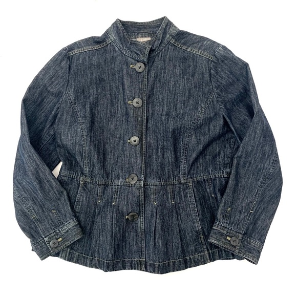 J.Jill Denim Button-Up Jacket with Pleated Peplum. Very Unique! - Picture 9 of 12